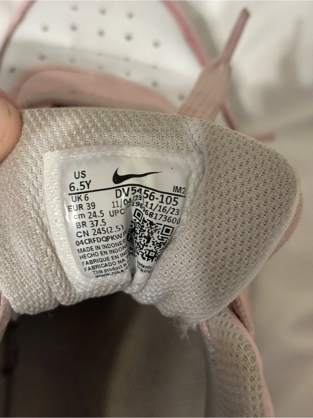 Nike Court Borough Low Recraft Pink White Sneakers Youth 6.5Y Women’s 8